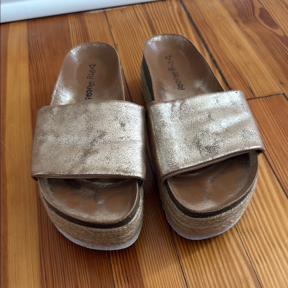 Bronze Platform Slide Sandals